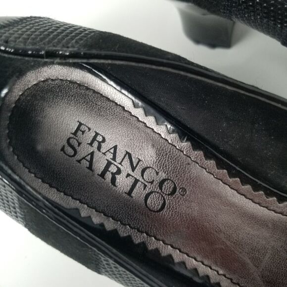 FRANCO SARTO BLACK LEATHER HEELS. SIZE 7.5. - Picture 5 of 16